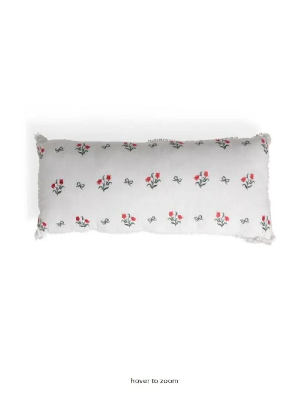 NWT MAEVE AND ROSE 14x30 Embroidered Flowers Lace Trim Lumbar Pillow